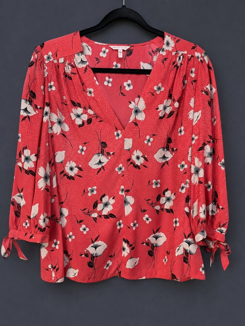 Rebecca Taylor Daniella Silk Viscose Blouse in Dark Coral, Size 10